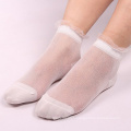 Funny design shiny  transparent ladies sheer ankle socks for women